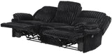 VINZE Black Wide Corduroy Powered Reclining Sofa & Loveseat