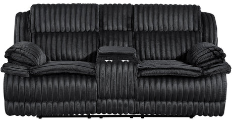 VINZE Black Wide Corduroy Powered Reclining Sofa & Loveseat