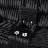 VINZE Black Wide Corduroy Powered Reclining Sofa & Loveseat