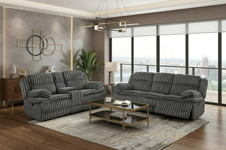 VINZE Dark Gray Wide Corduroy Powered Reclining Sofa & Loveseat