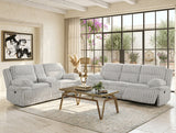 VINZE Alloy Gray Wide Corduroy Powered Reclining Sofa & Loveseat