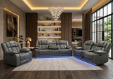 VIVO Gray 3 Piece Livingroom with Bluetooth Speakers & LED Lighting