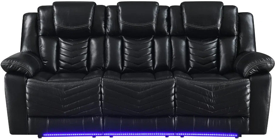 VIVO Black 3 Piece Livingroom with Bluetooth Speakers & LED Lighting