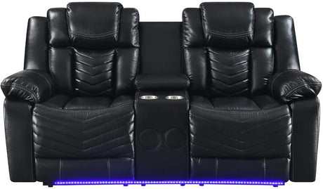 VIVO Black 3 Piece Livingroom with Bluetooth Speakers & LED Lighting