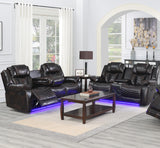 VIVO Brown 3 Piece Livingroom with Bluetooth Speakers & LED Lighting