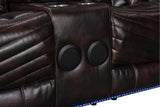 VIVO Brown 100" x 100" Reclining Sectional with Speakers