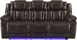 VIVO Brown 3 Piece Livingroom with Bluetooth Speakers & LED Lighting