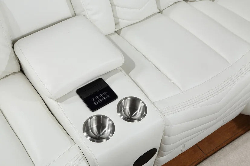 VIVO White 100" x 100" Reclining Sectional with Speakers