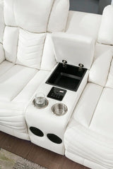 VIVO White 3 Piece Livingroom with Bluetooth Speakers & LED Lighting