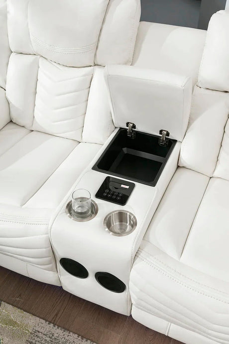 VIVO White 3 Piece Livingroom with Bluetooth Speakers & LED Lighting