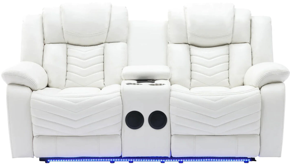VIVO White 3 Piece Livingroom with Bluetooth Speakers & LED Lighting