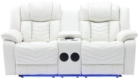 VIVO White 3 Piece Livingroom with Bluetooth Speakers & LED Lighting