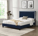 VOLOS Blue Velvet Bed with LED Glow