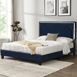 VOLOS Blue Velvet Bed with LED Glow