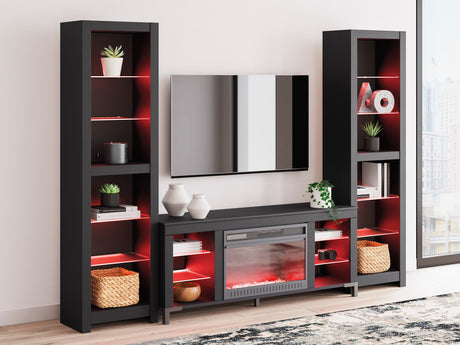 VONDALE Matte Black 102" Wide Wall Unit with Fireplace & LED's