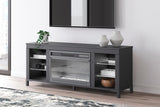VONDALE Matte Black 60" Wide x 24" Height TV Stand with Fireplace & LED's