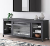 VONDALE Matte Black 60" Wide x 24" Height TV Stand with Fireplace & LED's
