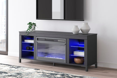 VONDALE Matte Black 60" Wide x 24" Height TV Stand with Fireplace & LED's