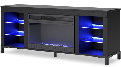 VONDALE Matte Black 60" Wide x 24" Height TV Stand with Fireplace & LED's