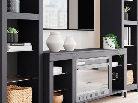 VONDALE Matte Black 102" Wide Wall Unit with Fireplace & LED's
