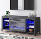 VONDALE Matte Black 60" Wide x 24" Height TV Stand with Fireplace & LED's
