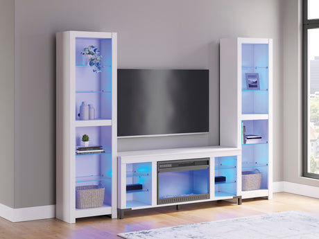 VONDALE Matte White 102" Wide Wall Unit with Fireplace & LED's