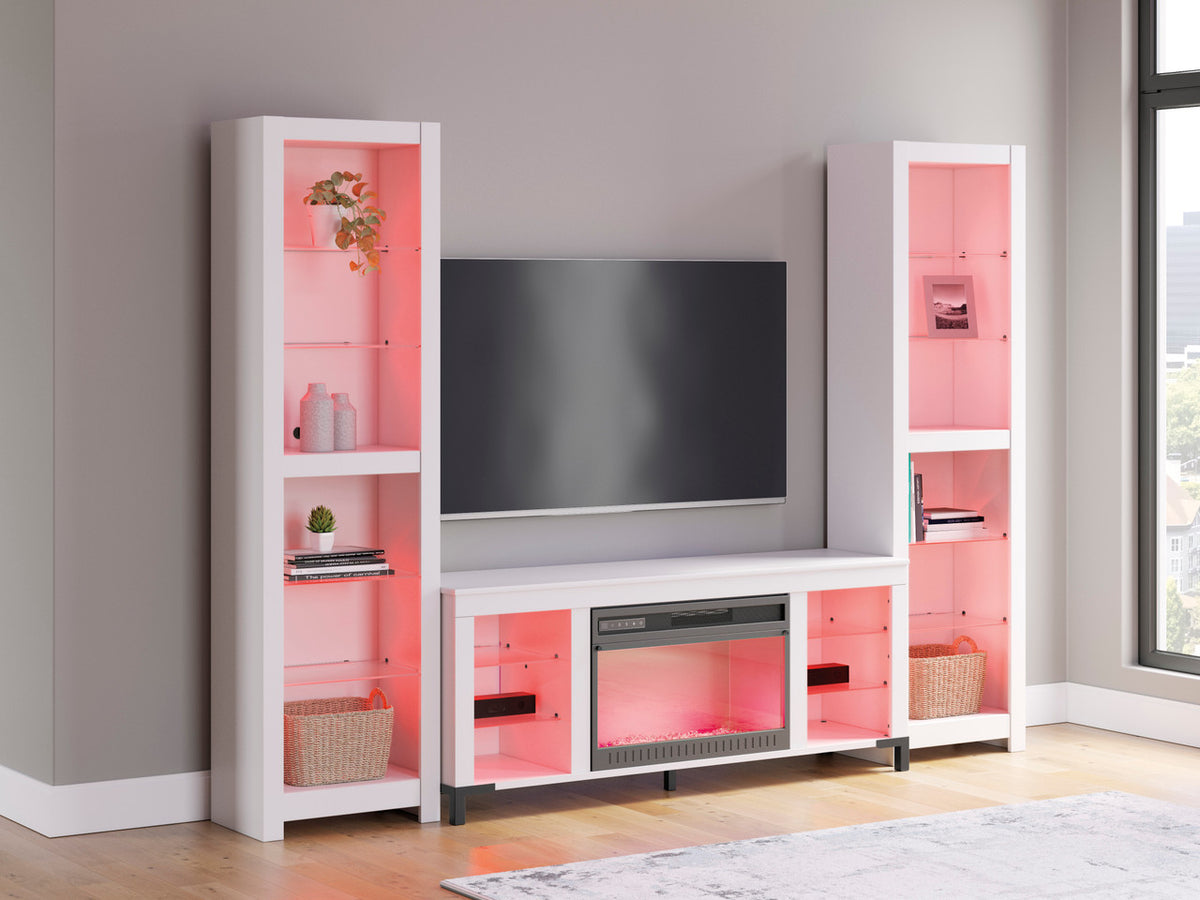 VONDALE Matte White 102" Wide Wall Unit with Fireplace & LED's