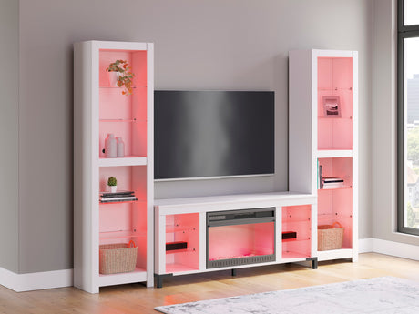 VONDALE Matte White 102" Wide Wall Unit with Fireplace & LED's