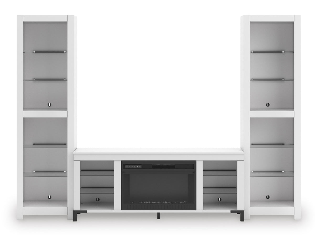VONDALE Matte White 102" Wide Wall Unit with Fireplace & LED's