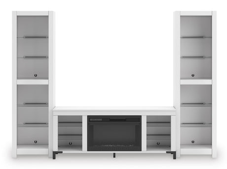 VONDALE Matte White 102" Wide Wall Unit with Fireplace & LED's