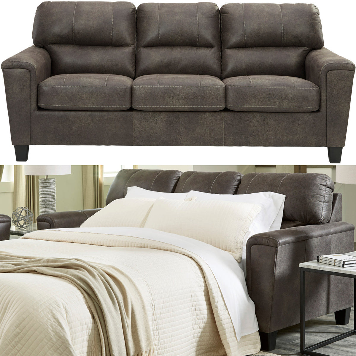 VUHL Dark Gray 89" Wide Queen Sofa Sleeper