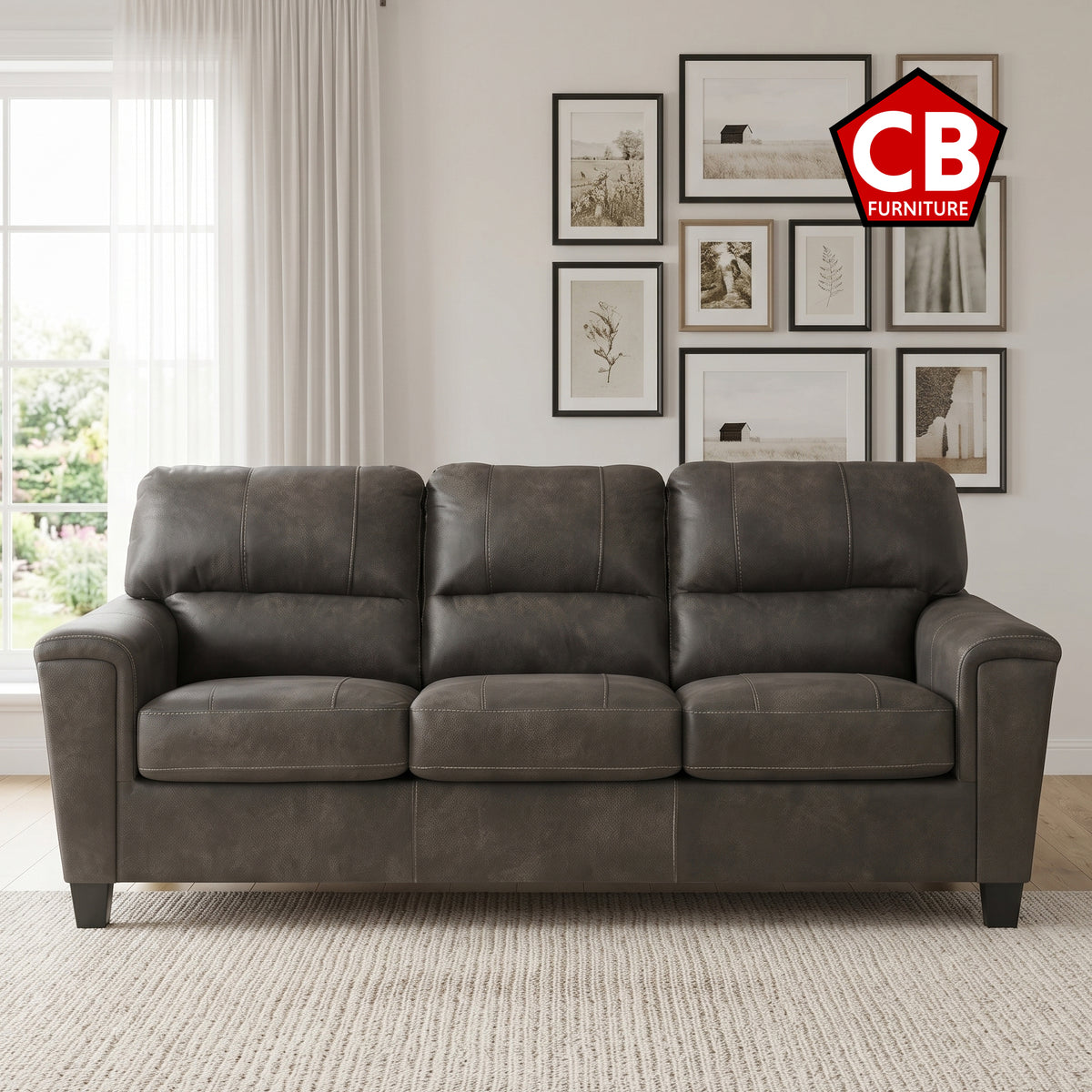 VUHL Dark Gray Microsuede 89" Wide x 39" Height Sofa