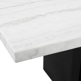 VALERY White Marble Table & Blue Velvet Chairs 5-Piece Counter Height Set