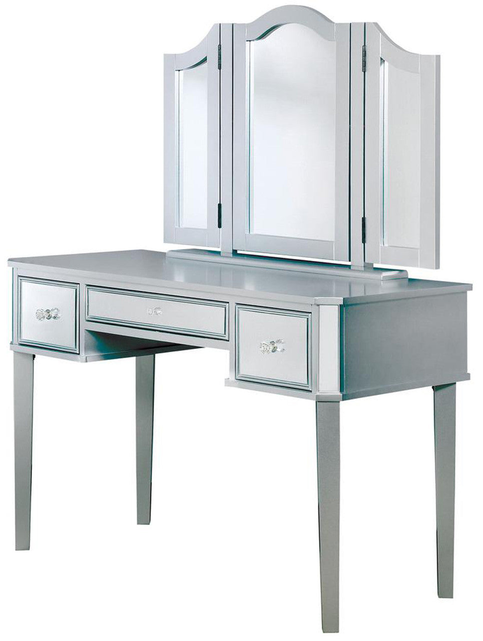 VIRGINIA Mirrored Silver 43" Wide Vanity with Stool
