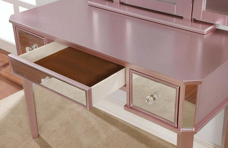 VIRGINIA Mirrored Pink 43" Wide Vanity with Stool
