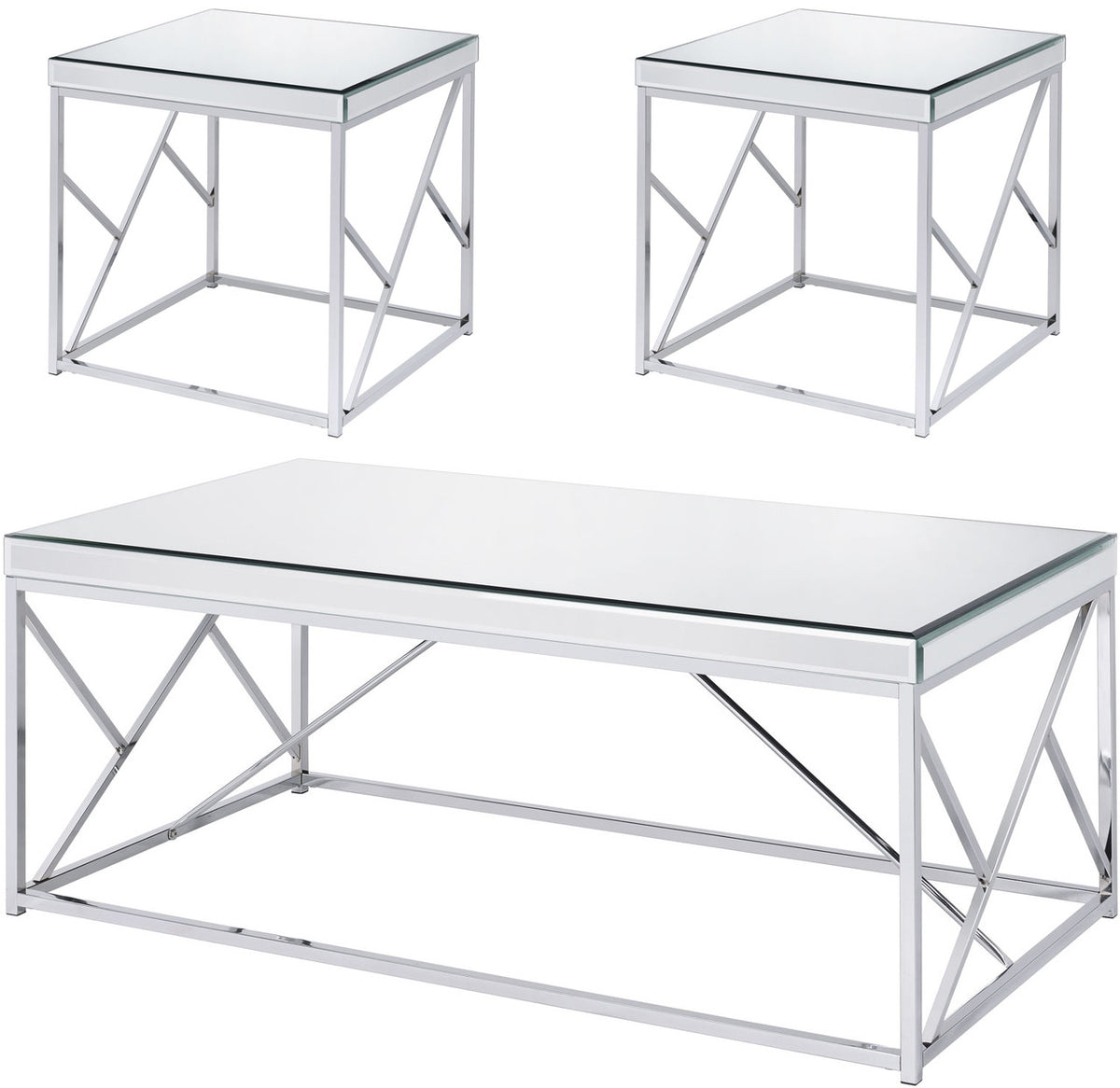 WALTZER Mirrored 3 Piece Table Set