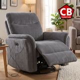 WARSAW Gray 37" Wide x 40" Swivel Power Recliner