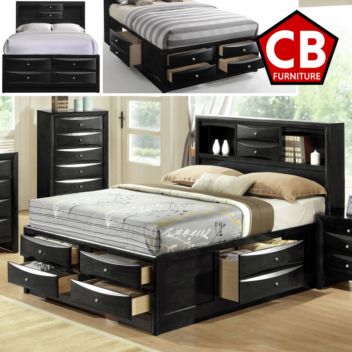 WATSON Black 56" Height Storage Platform Bed