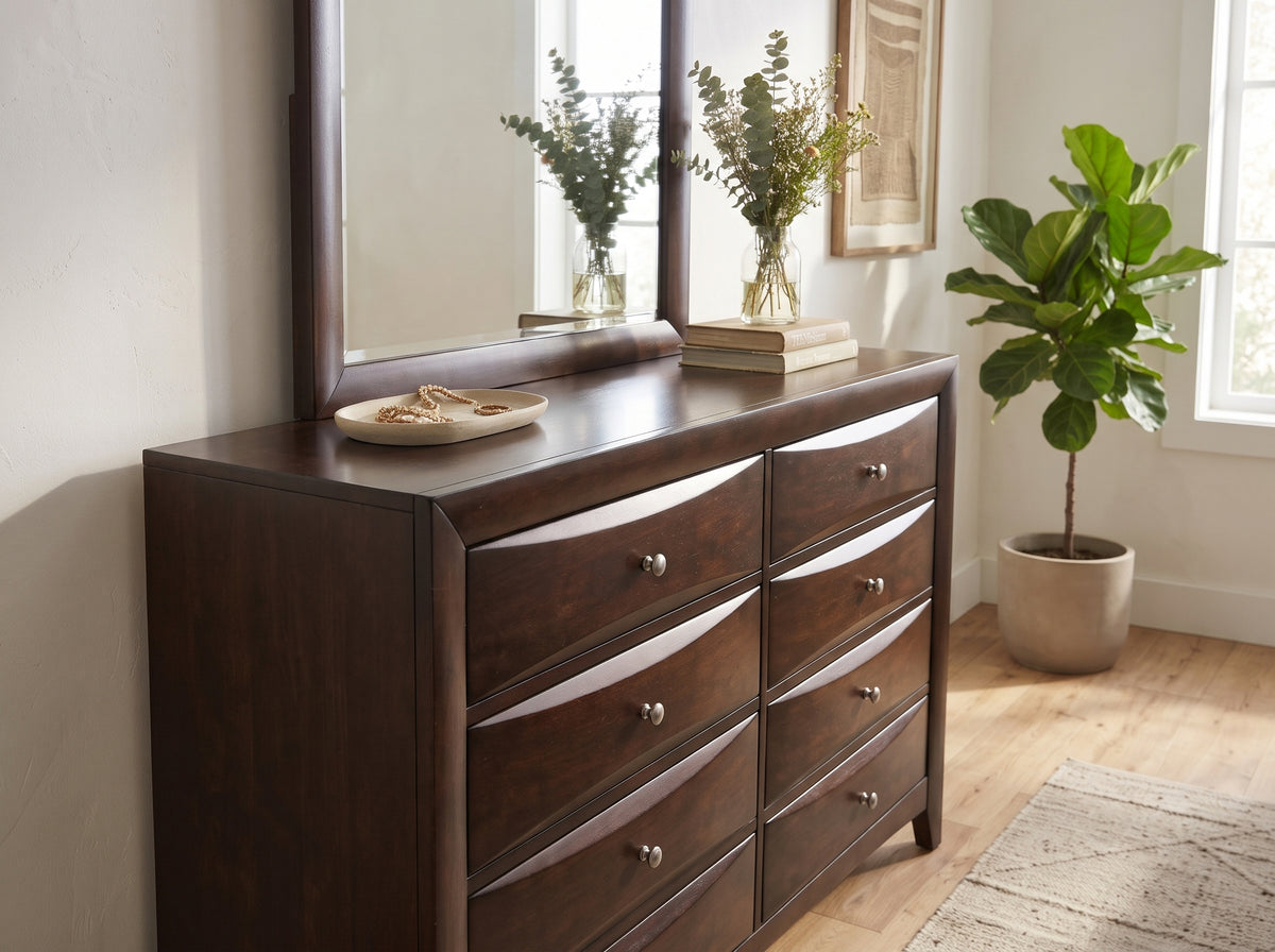 WATSON Dark Cherry 59" x 76" Height Dresser & Mirror
