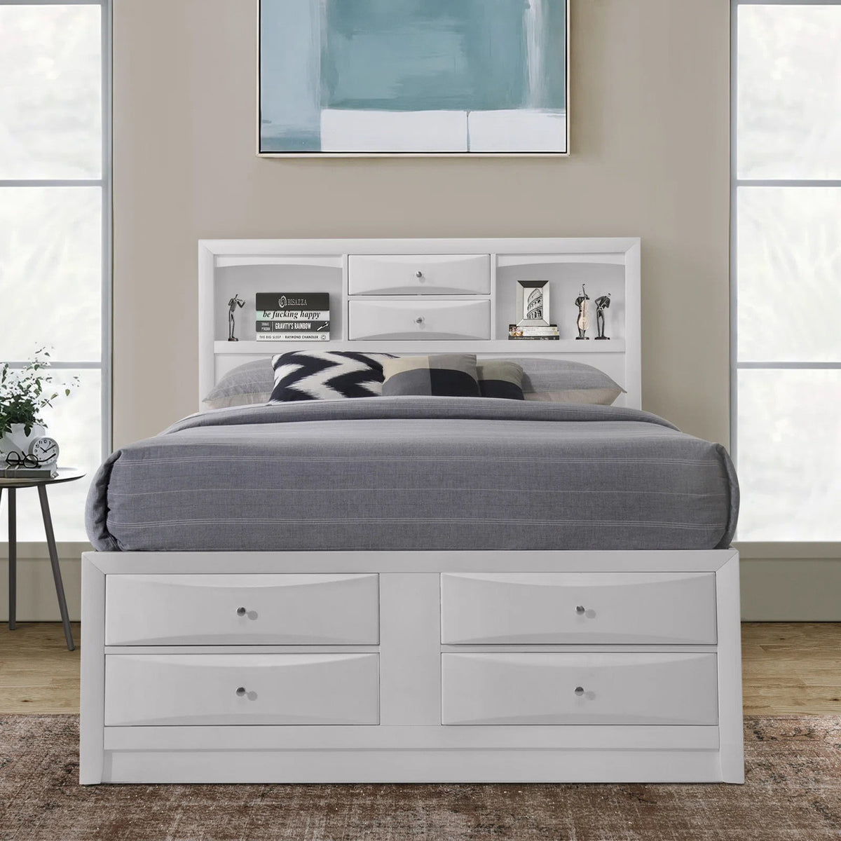 WATSON White 56" Height Storage Platform Bed