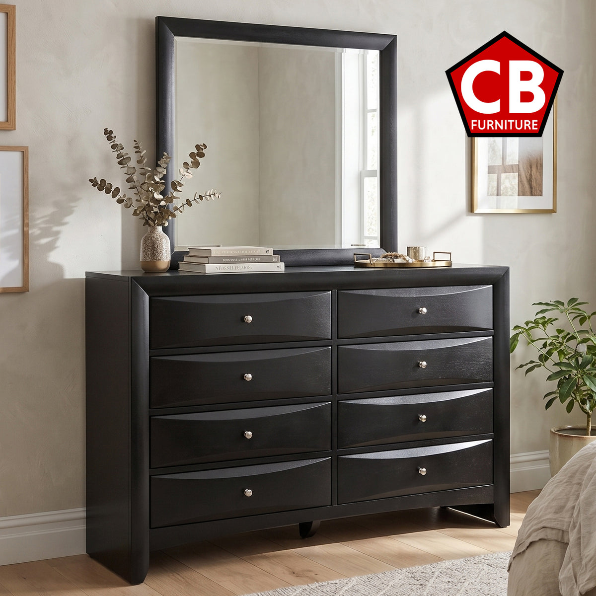 WATSON Black 59" x 76" Height Dresser & Mirror