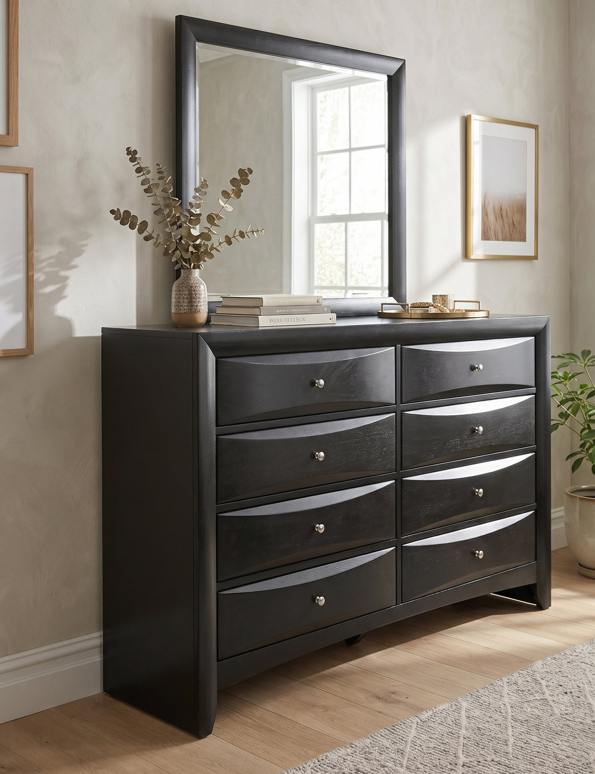 WATSON Black 59" x 76" Height Dresser & Mirror