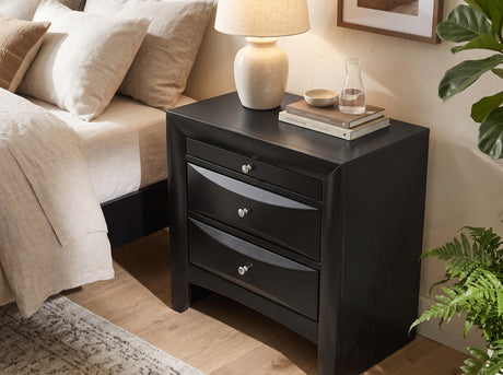 WATSON Black 26" Wide x 26" Height Nightstand with Pull-Out Tray