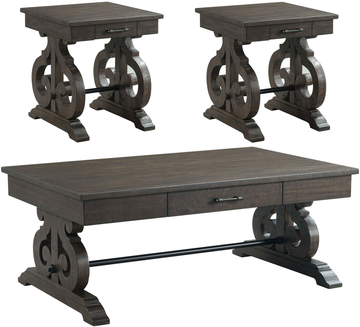 WESTIN Walnut 3 Piece Storage Table Set