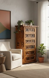 WESTON 37" Wide x 59" Height Chest with Real Cowhide