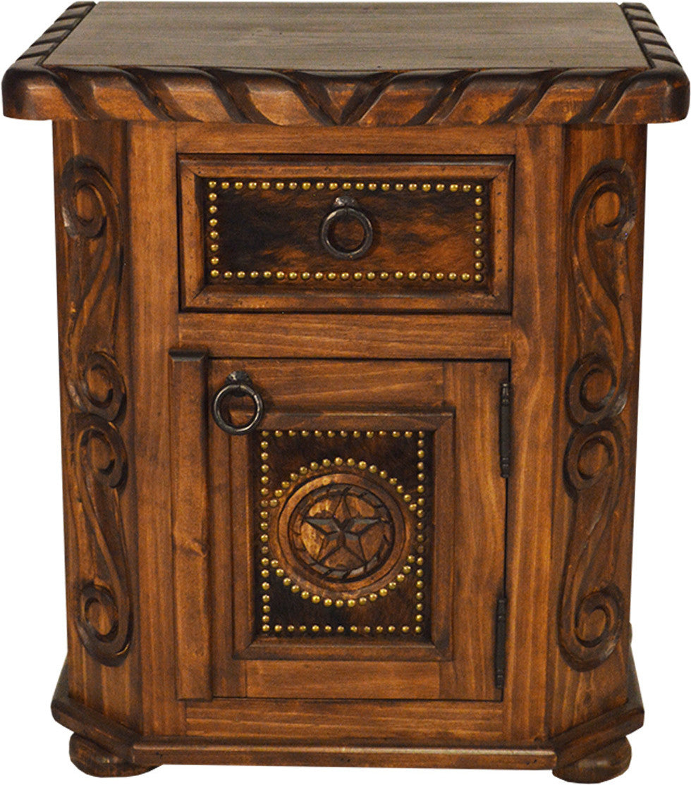 WESTON 26" Wide x 32" Height Nightstand with Real Cowhide