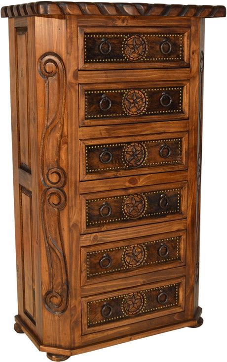 WESTON 37" Wide x 59" Height Chest with Real Cowhide