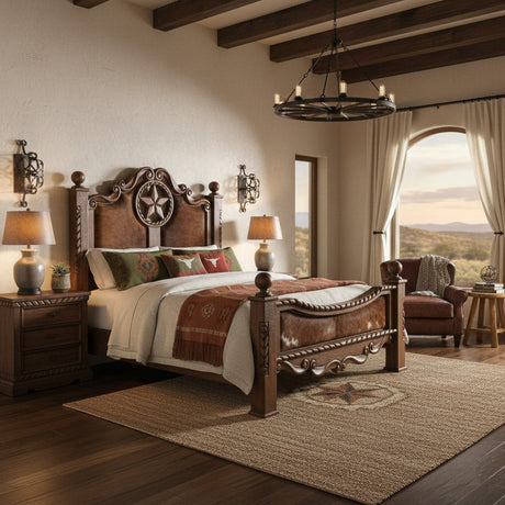 WESTON Rope Star 78" Height Poster Bed with Real Cowhide