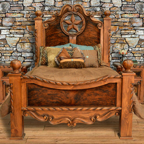 WESTON Rope Star 78" Height Poster Bed with Real Cowhide