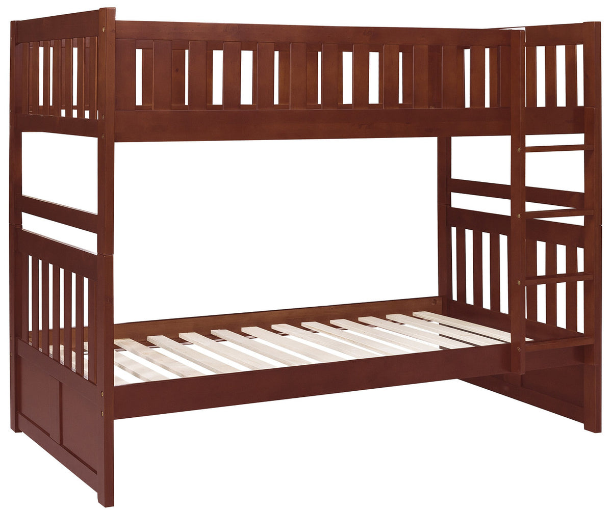 WILBUR Dark Cherry Twin over Twin Bunk Bed